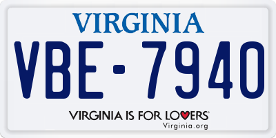 VA license plate VBE7940