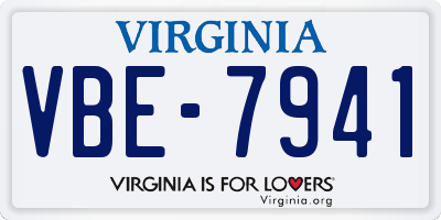 VA license plate VBE7941