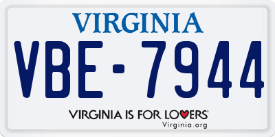VA license plate VBE7944