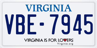 VA license plate VBE7945
