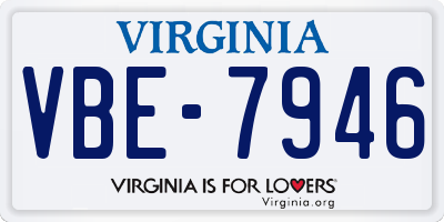 VA license plate VBE7946