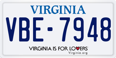 VA license plate VBE7948