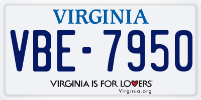 VA license plate VBE7950