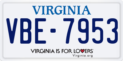 VA license plate VBE7953