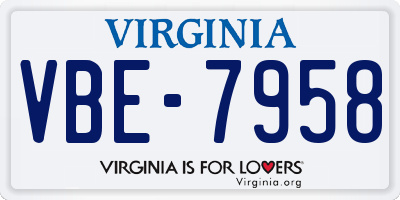 VA license plate VBE7958