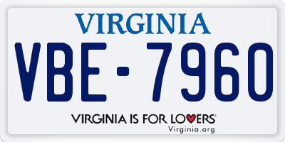 VA license plate VBE7960