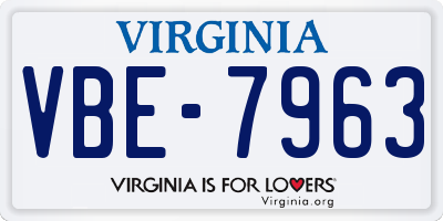 VA license plate VBE7963