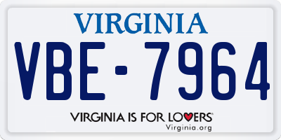 VA license plate VBE7964