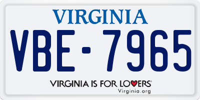 VA license plate VBE7965