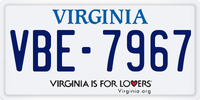 VA license plate VBE7967