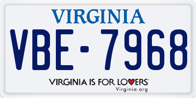 VA license plate VBE7968