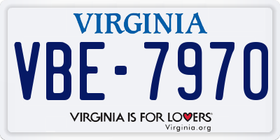 VA license plate VBE7970