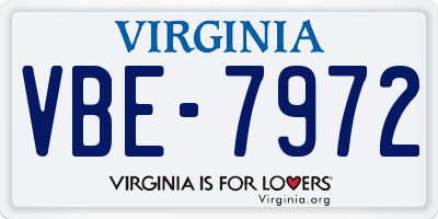 VA license plate VBE7972
