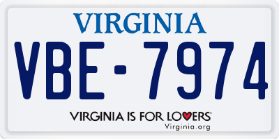 VA license plate VBE7974