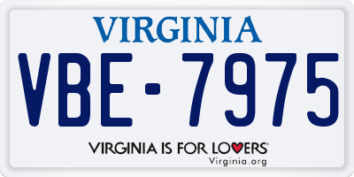 VA license plate VBE7975