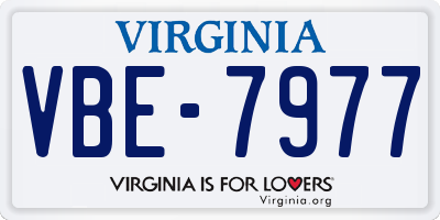 VA license plate VBE7977