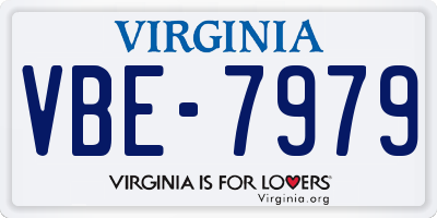 VA license plate VBE7979