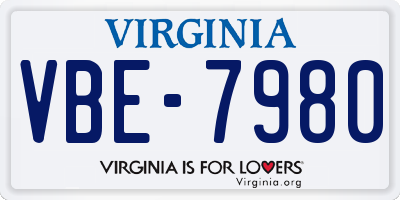 VA license plate VBE7980