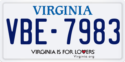 VA license plate VBE7983