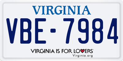 VA license plate VBE7984