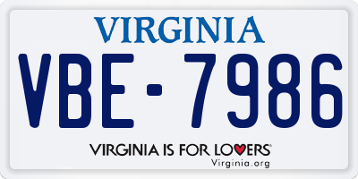 VA license plate VBE7986