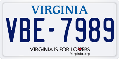 VA license plate VBE7989