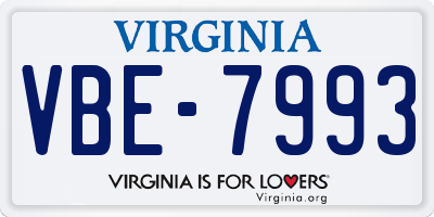 VA license plate VBE7993