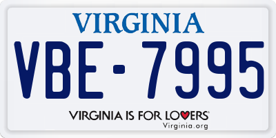VA license plate VBE7995