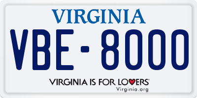 VA license plate VBE8000