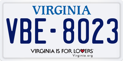 VA license plate VBE8023