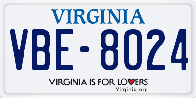 VA license plate VBE8024