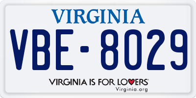 VA license plate VBE8029