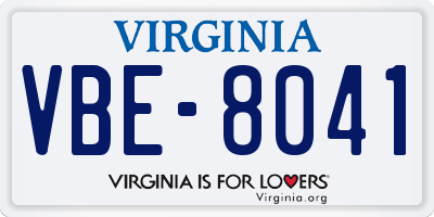 VA license plate VBE8041