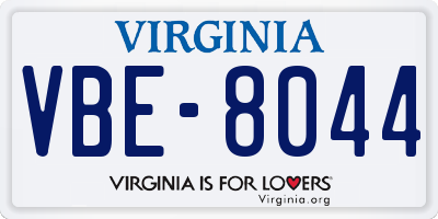 VA license plate VBE8044