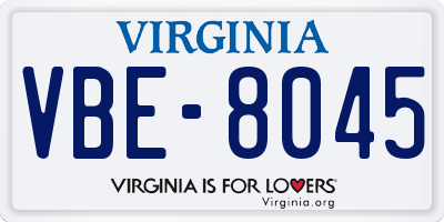 VA license plate VBE8045
