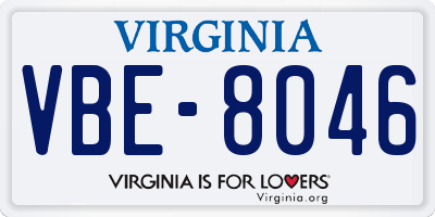 VA license plate VBE8046