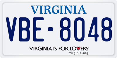 VA license plate VBE8048