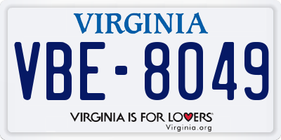 VA license plate VBE8049
