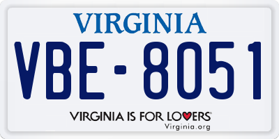 VA license plate VBE8051