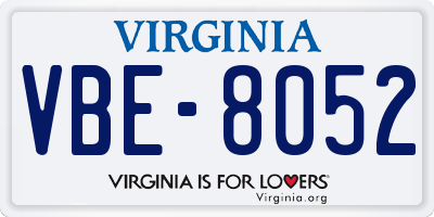 VA license plate VBE8052