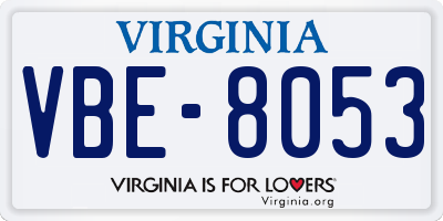VA license plate VBE8053
