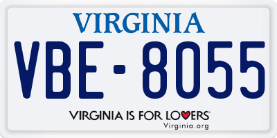 VA license plate VBE8055