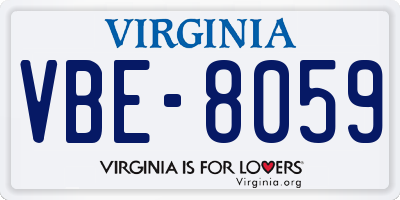VA license plate VBE8059