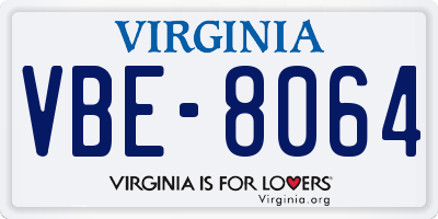 VA license plate VBE8064