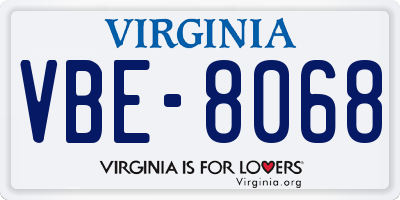 VA license plate VBE8068