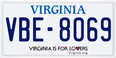 VA license plate VBE8069