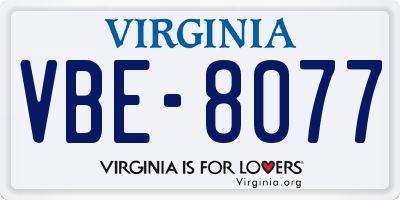 VA license plate VBE8077