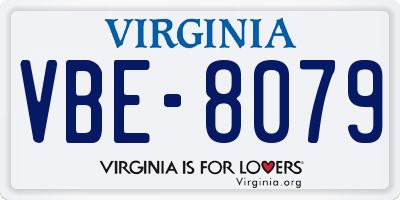VA license plate VBE8079