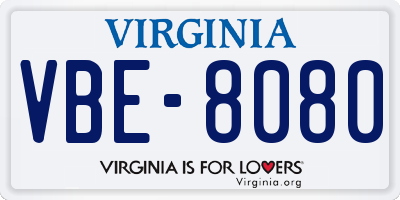 VA license plate VBE8080