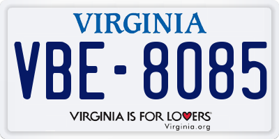 VA license plate VBE8085